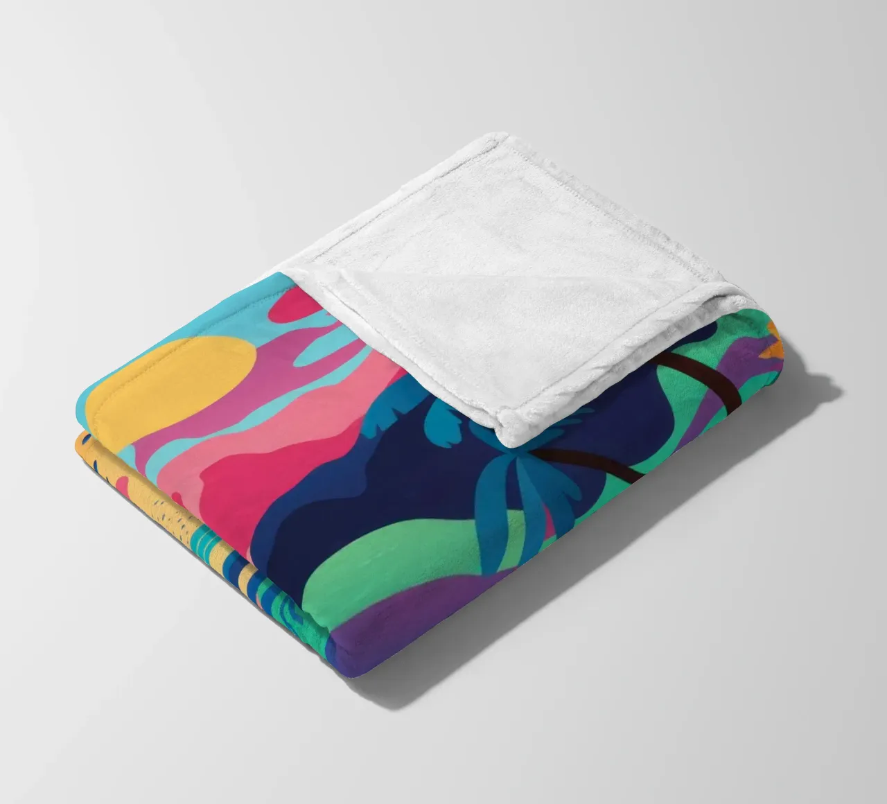 Tropical Sunset Lagoon fleece blanket by Solar Paint