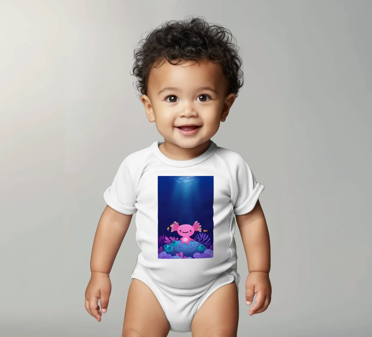 Axolotl corallino body neonato maniche corte da eugene shop