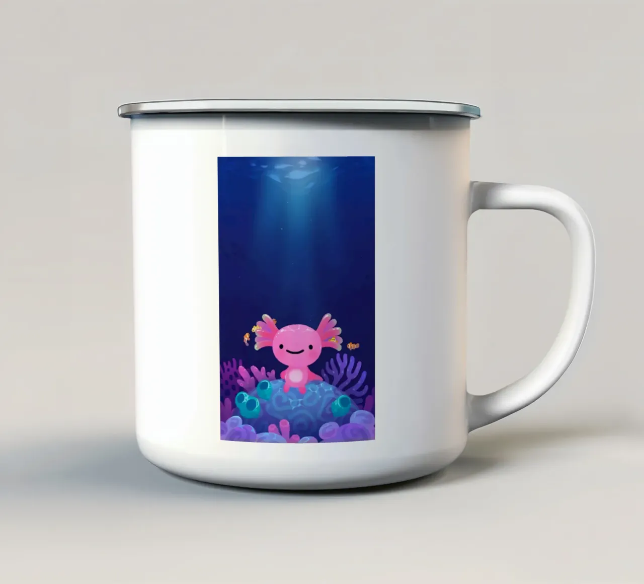 Axolotl corallino tazza in smalto da eugene shop