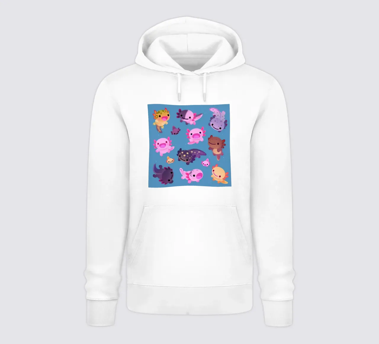 Axolotl felice - blu felpa con cappuccio da eugene shop