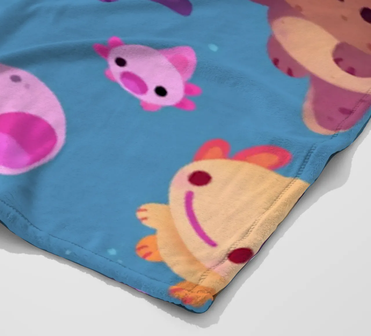 Axolotl felice - blu coperta in pile da eugene shop
