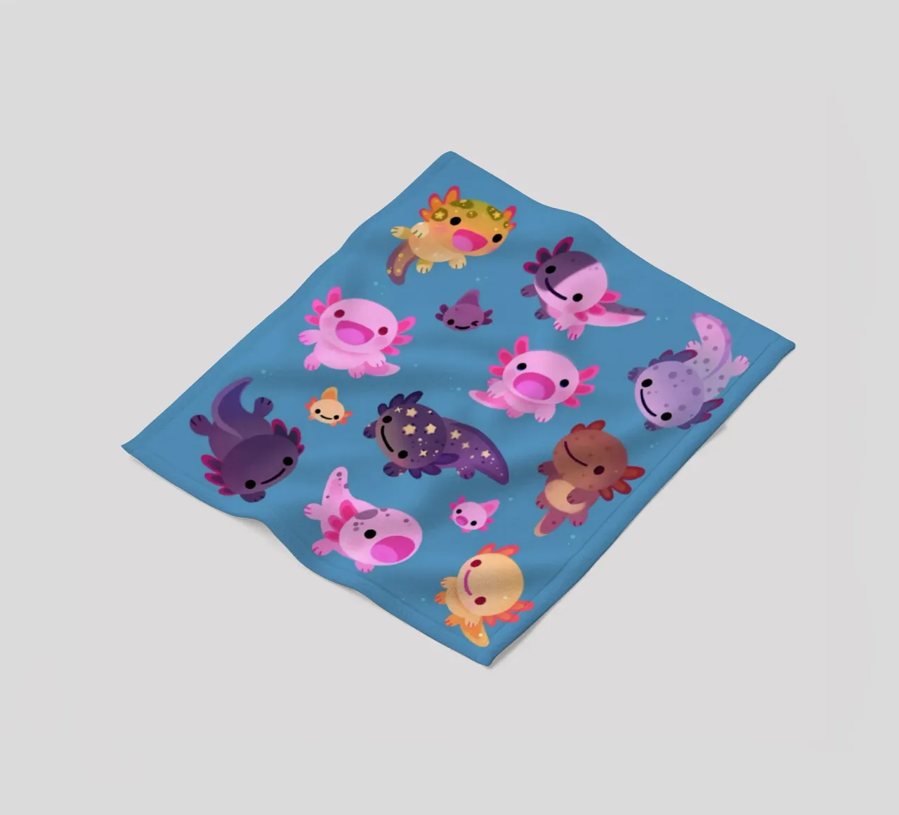 Axolotl felice - blu coperta in pile da eugene shop