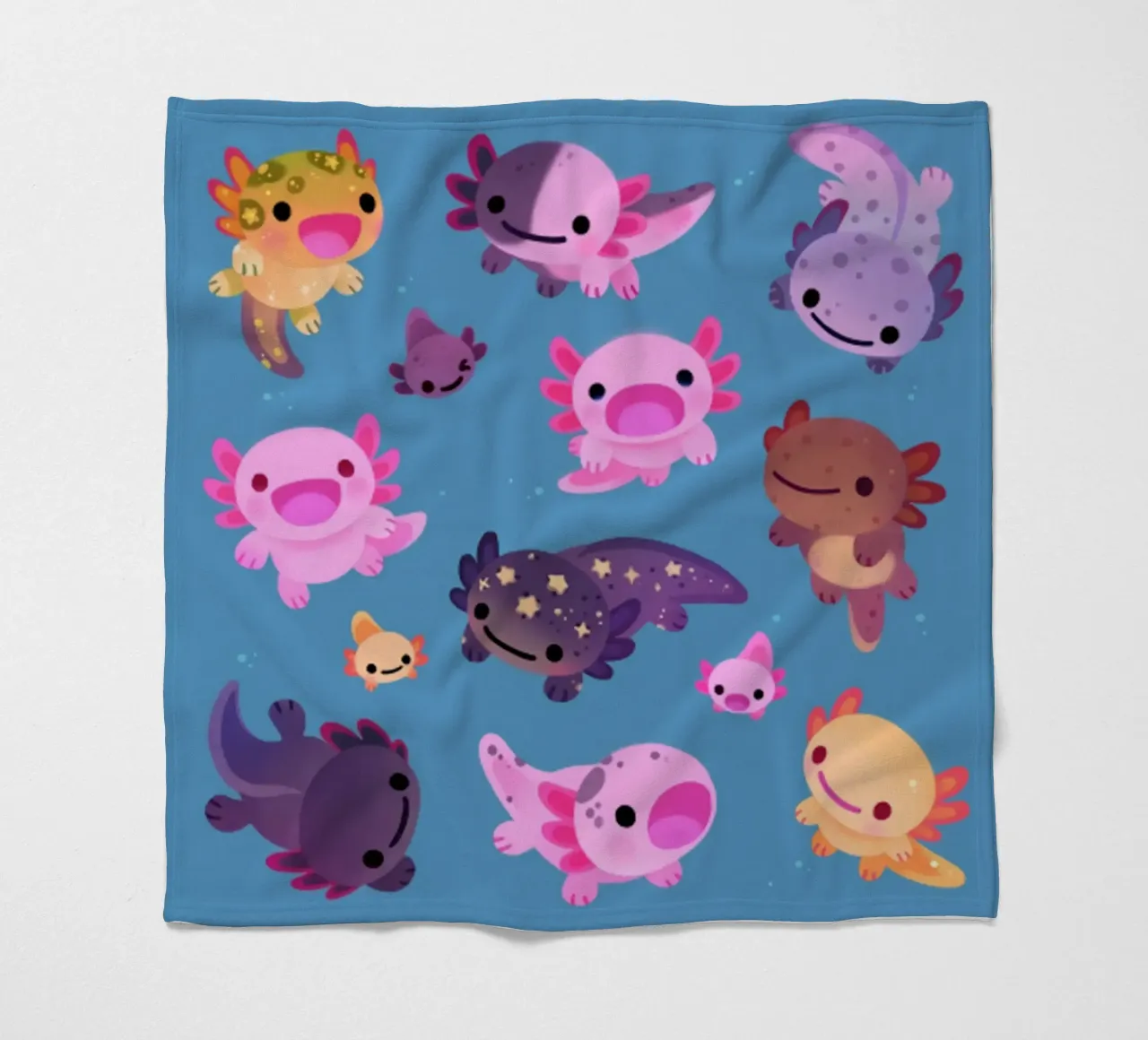 Axolotl felice - blu coperta in pile da eugene shop