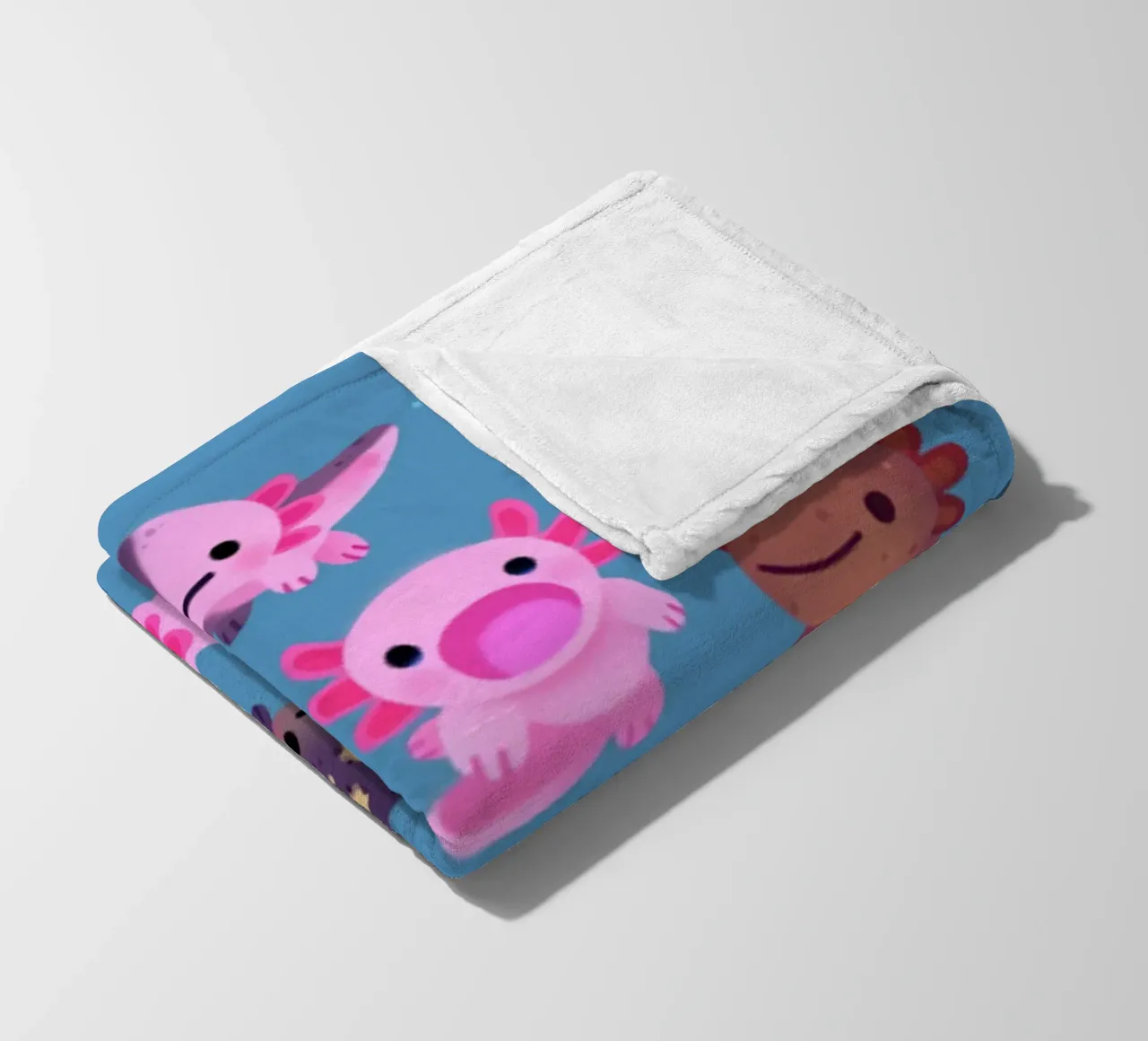 Axolotl felice - blu coperta in pile da eugene shop