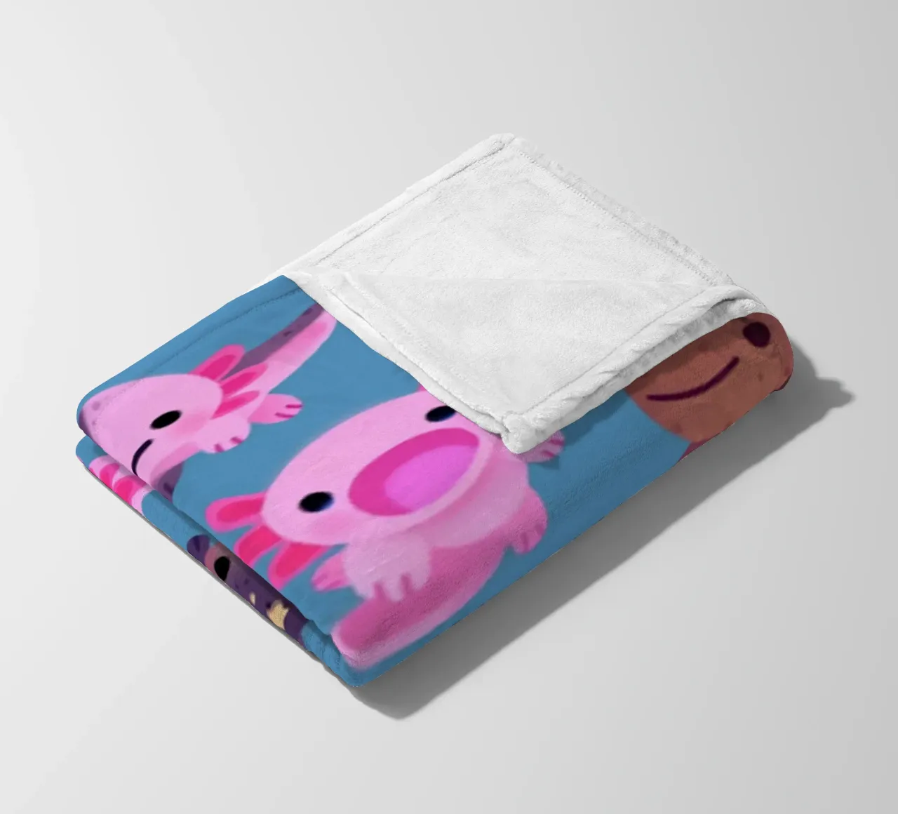 Axolotl felice - blu coperta in pile da eugene shop