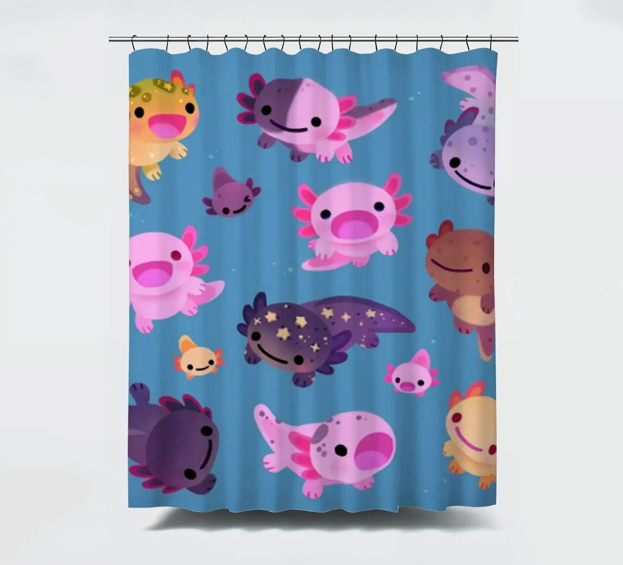 Axolotl felice - blu tenda da doccia da eugene shop