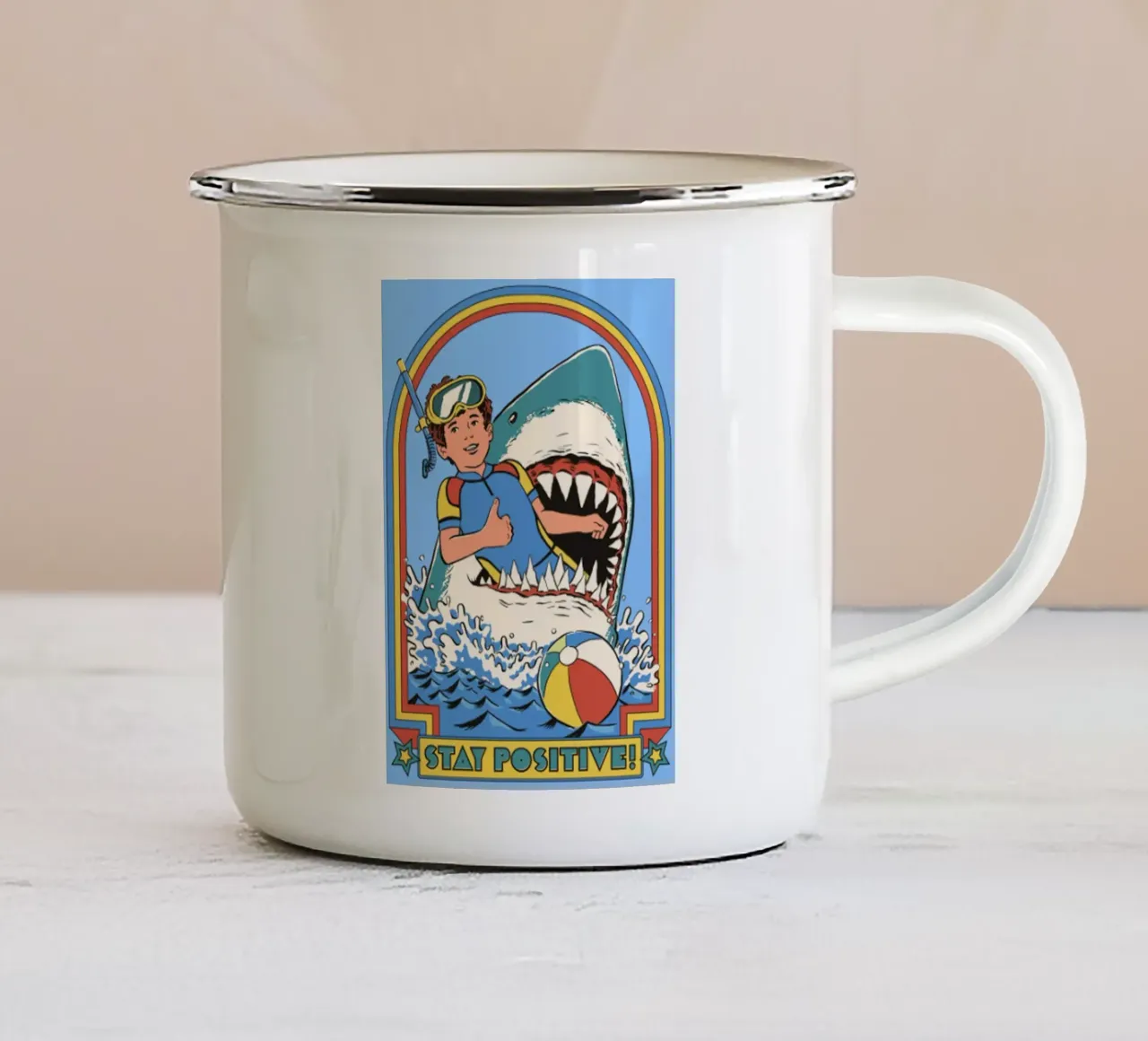 Rimanere positivi tazza in smalto da eugene shop