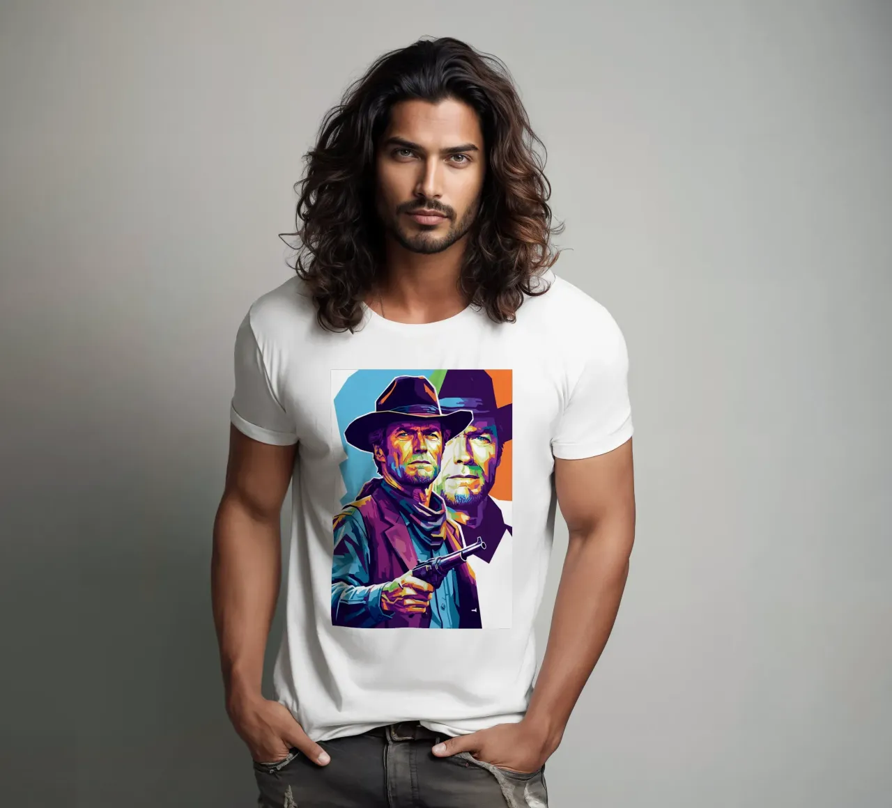 Clint Eastwood in WPAP art style t-shirt da Hantamrata