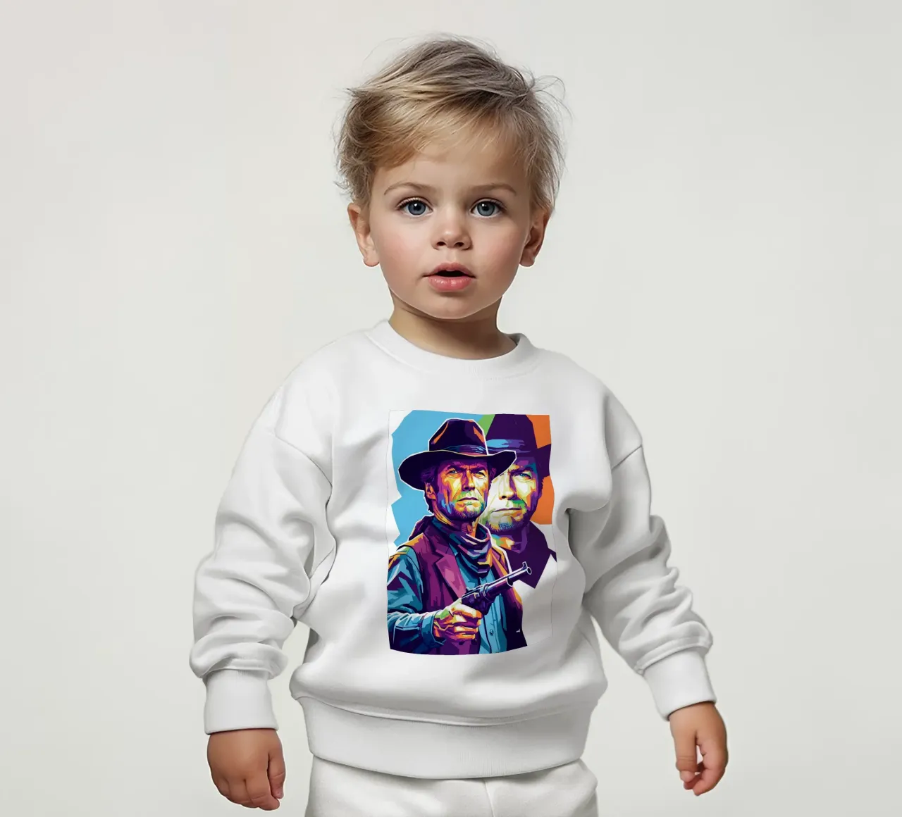Clint Eastwood in WPAP art style baby sweatshirt by Hantamrata