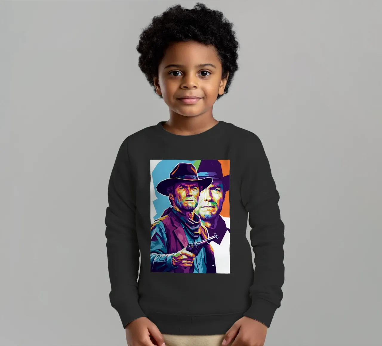Clint Eastwood in WPAP art style felpa bambino da Hantamrata