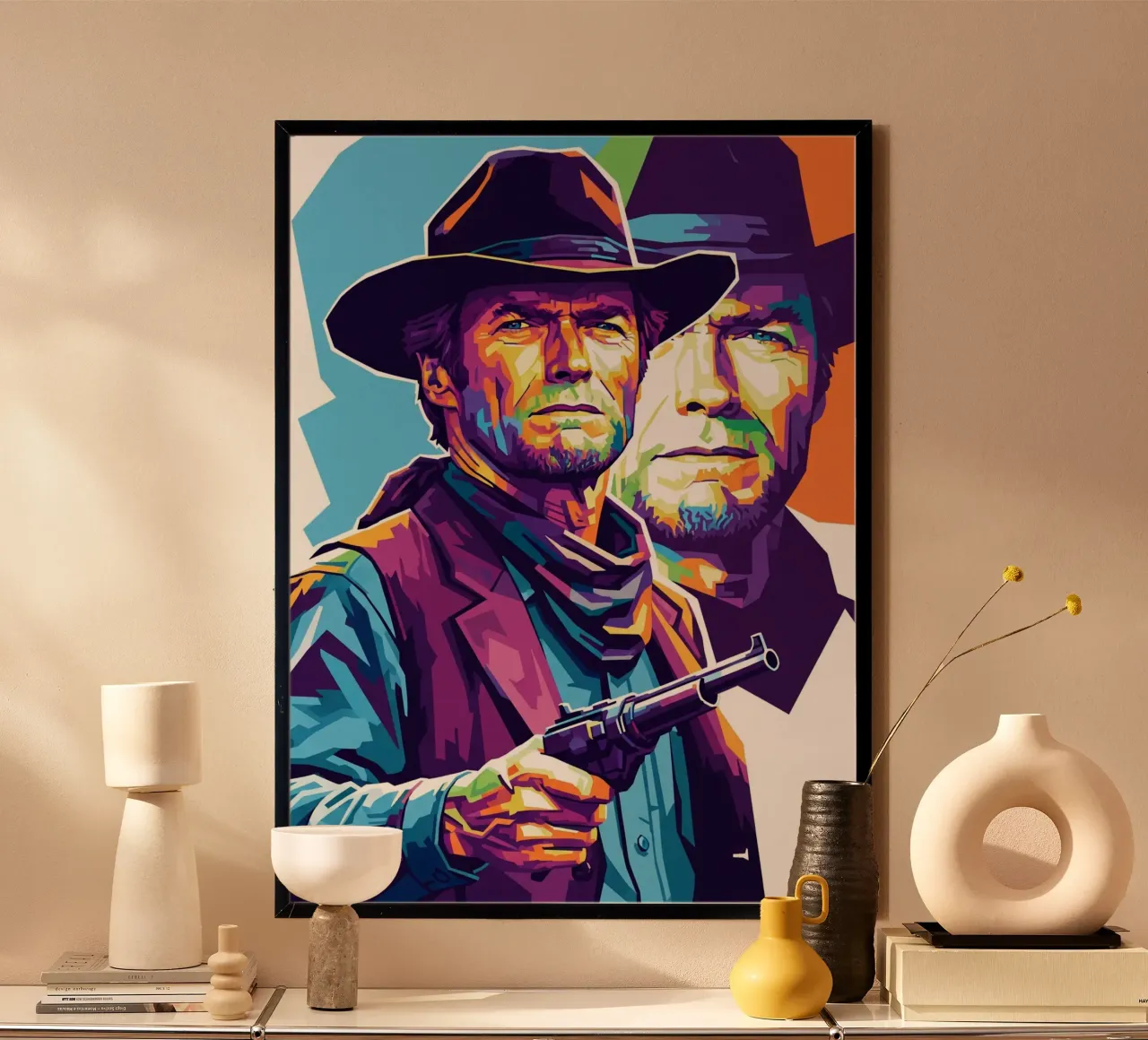 Clint Eastwood in WPAP art style carta hahnemühle da Hantamrata