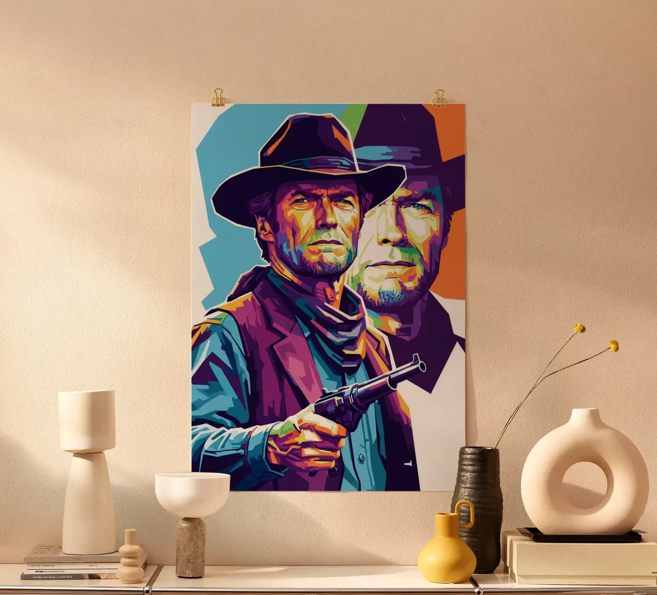 Clint Eastwood in WPAP art style carta hahnemühle da Hantamrata