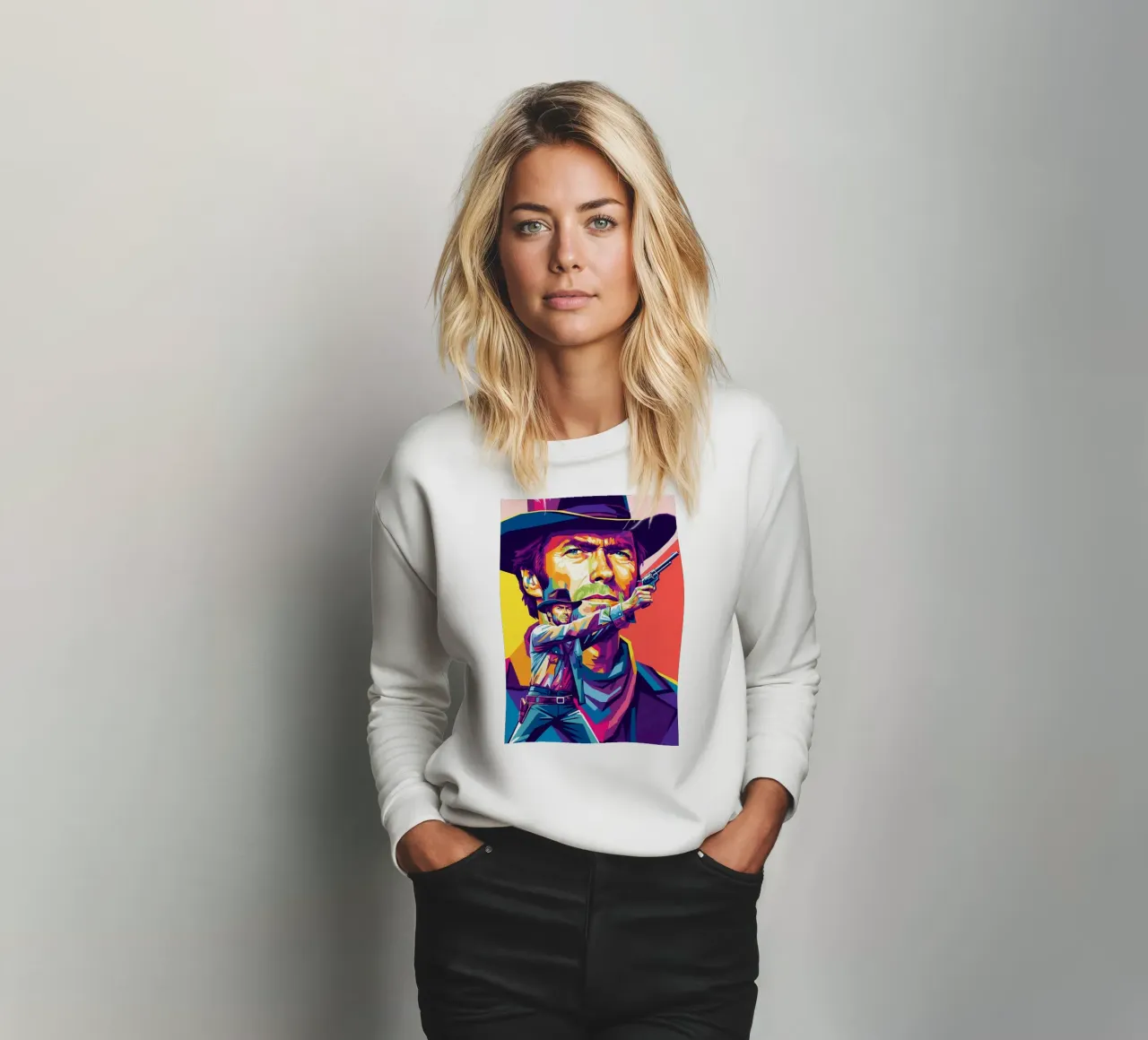 Clint Eastwood in WPAP art style (2) felpa da Hantamrata