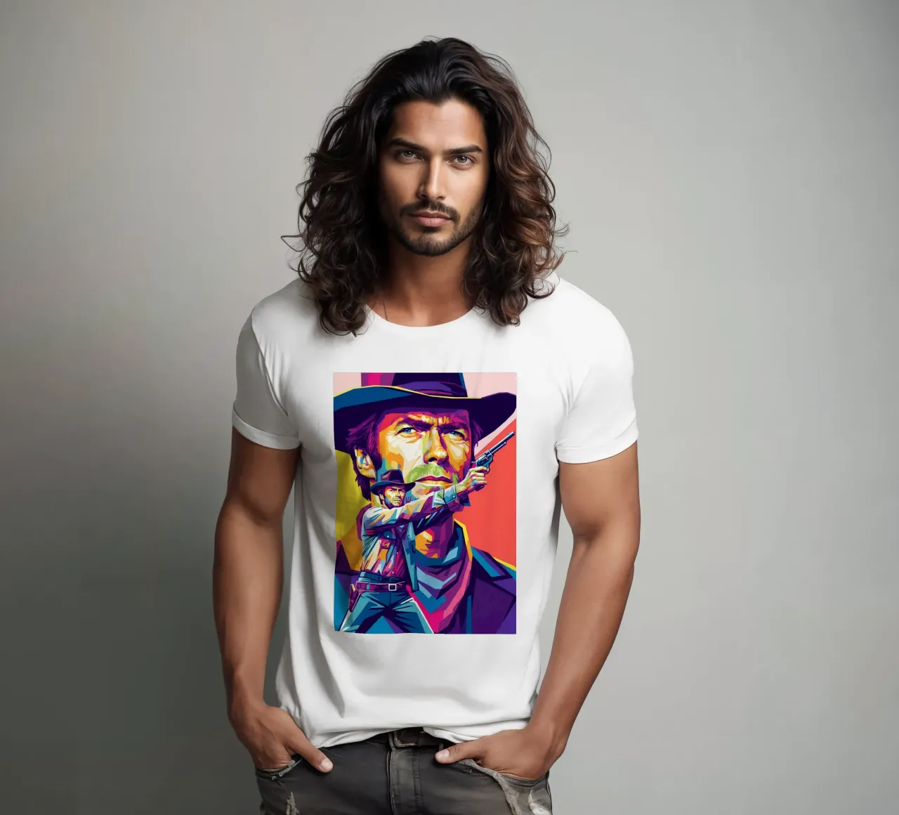 Clint Eastwood in WPAP art style (2) t-shirt da Hantamrata