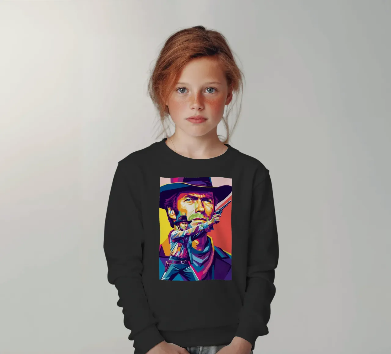 Clint Eastwood in WPAP art style (2) felpa bambino da Hantamrata