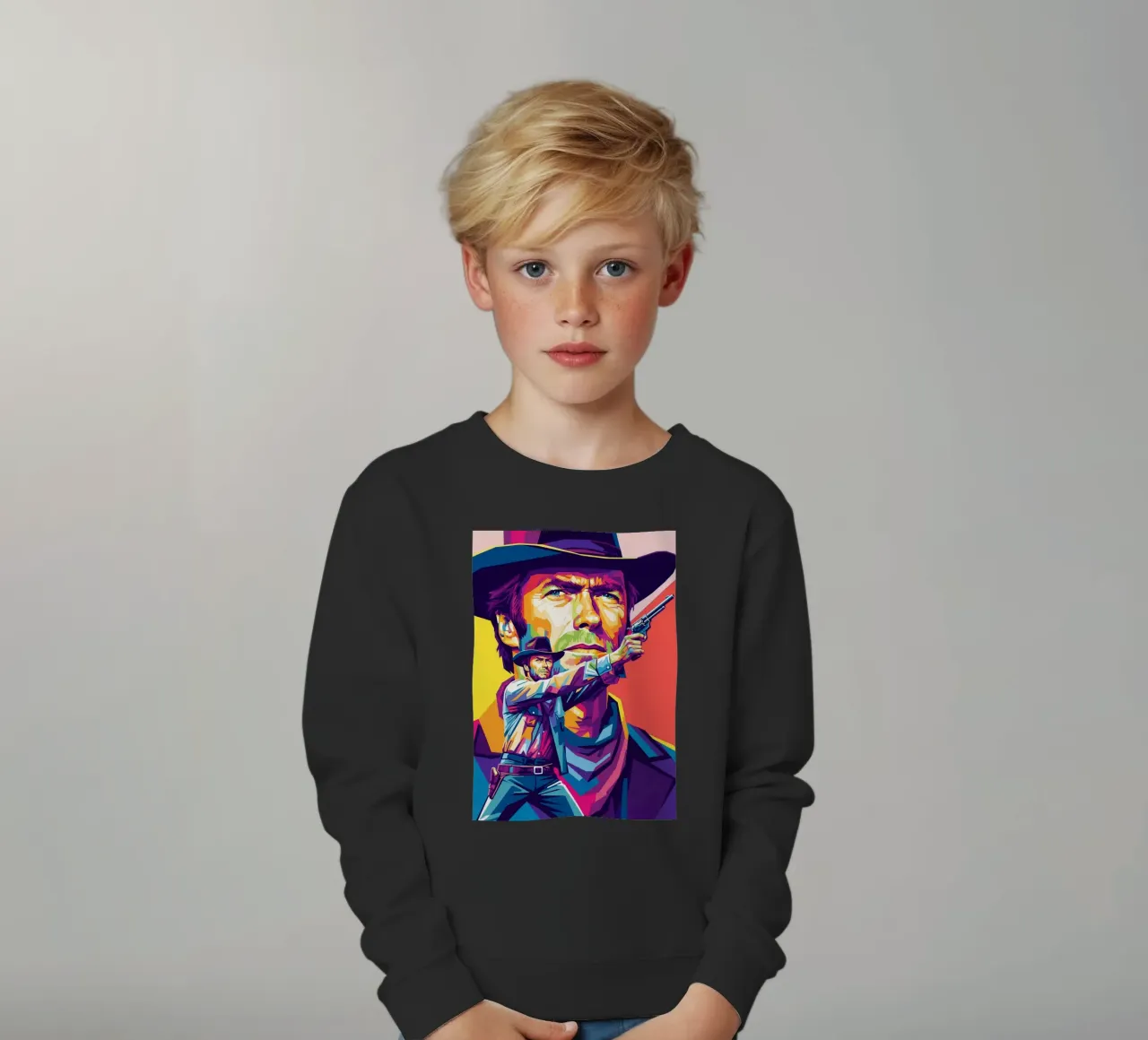 Clint Eastwood in WPAP art style (2) felpa bambino da Hantamrata