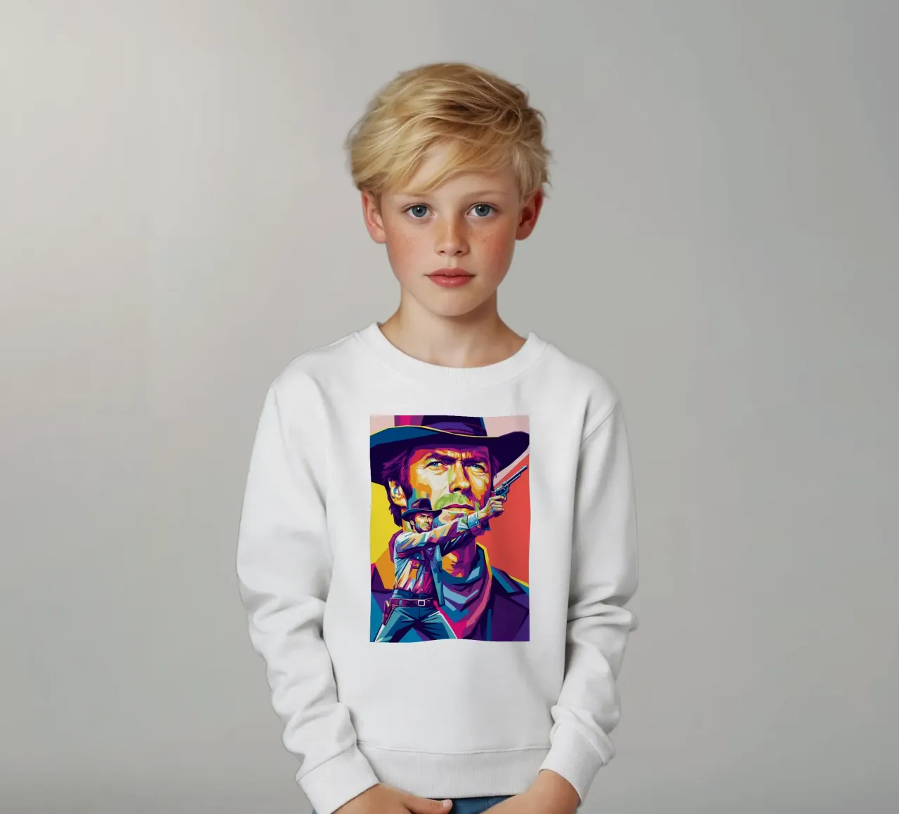 Clint Eastwood in WPAP art style (2) felpa bambino da Hantamrata