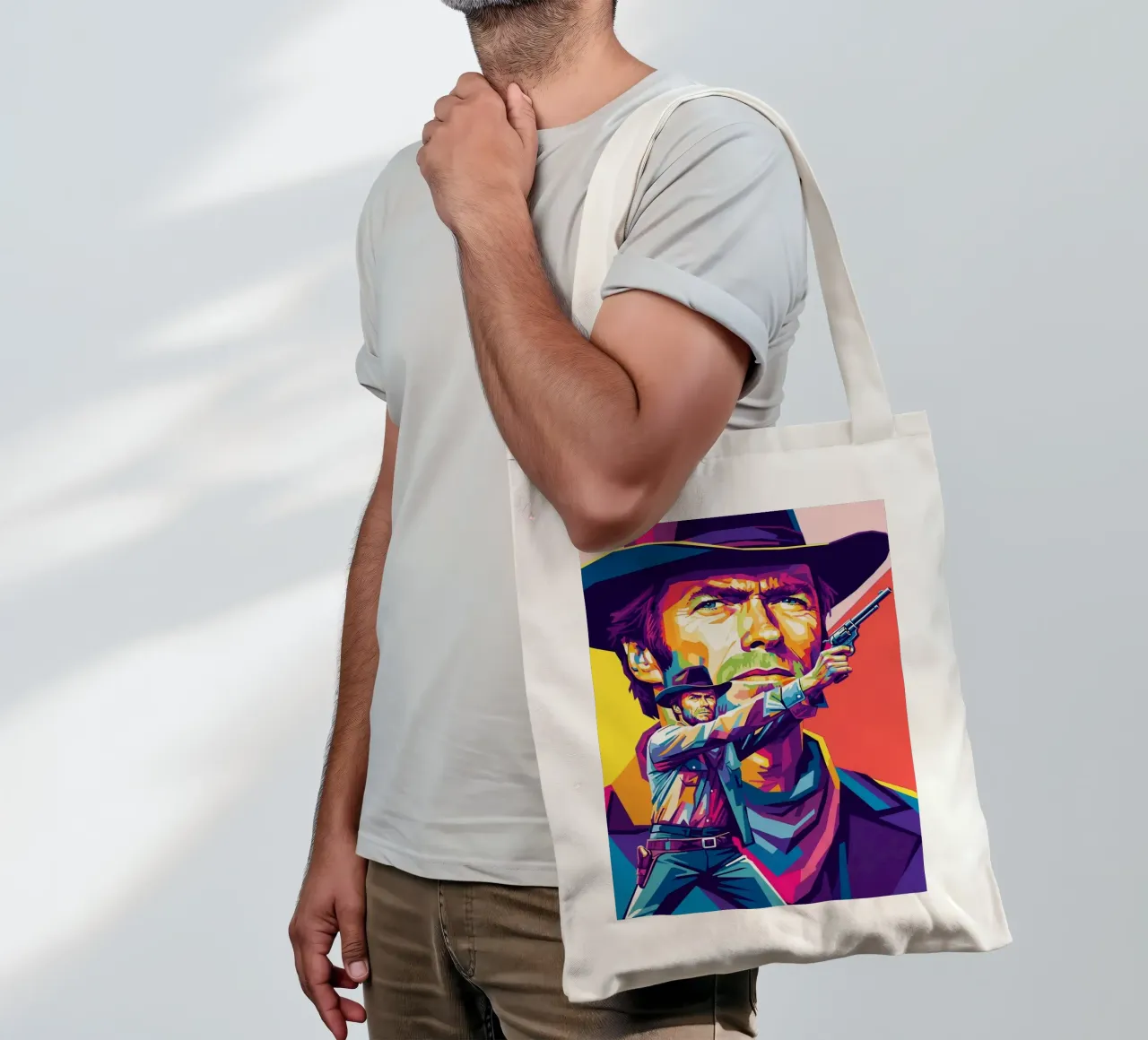 Clint Eastwood in WPAP art style (2) Jutebeutel von Hantamrata