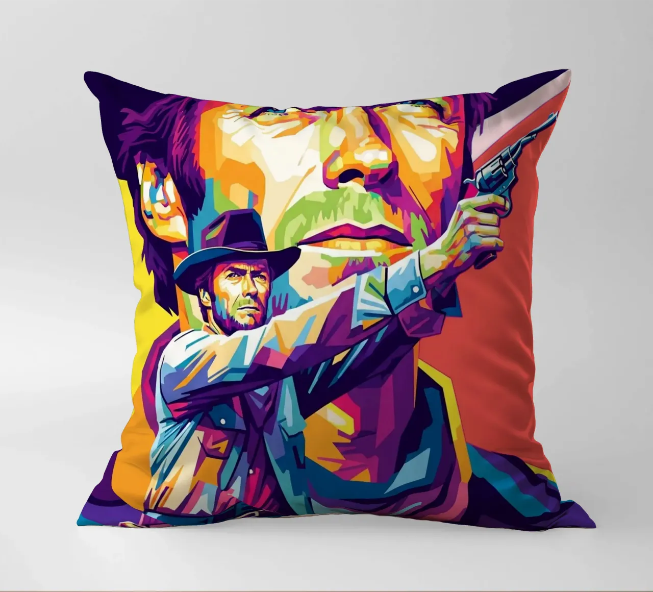 Clint Eastwood in WPAP art style (2) cuscino da Hantamrata