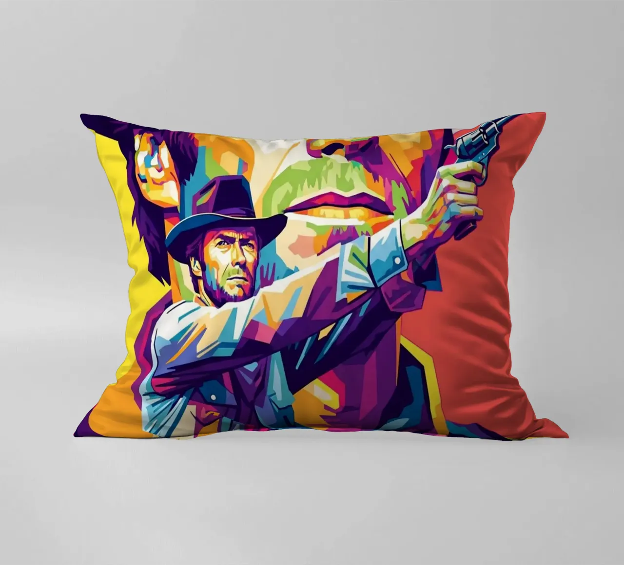 Clint Eastwood in WPAP art style (2) cuscino da Hantamrata