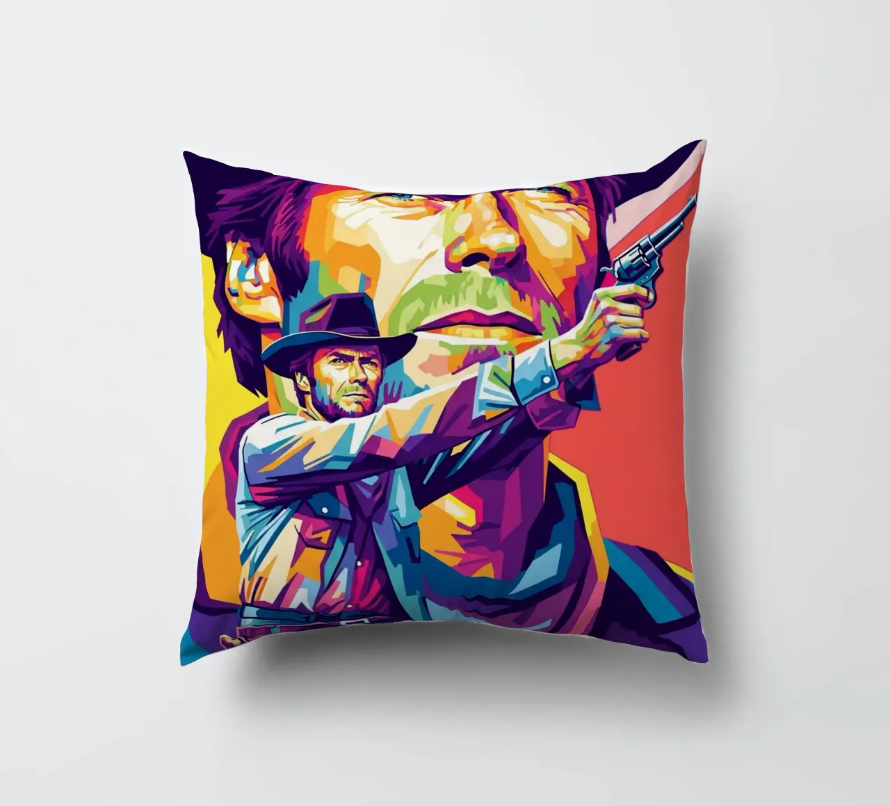 Clint Eastwood in WPAP art style (2) cuscino da Hantamrata
