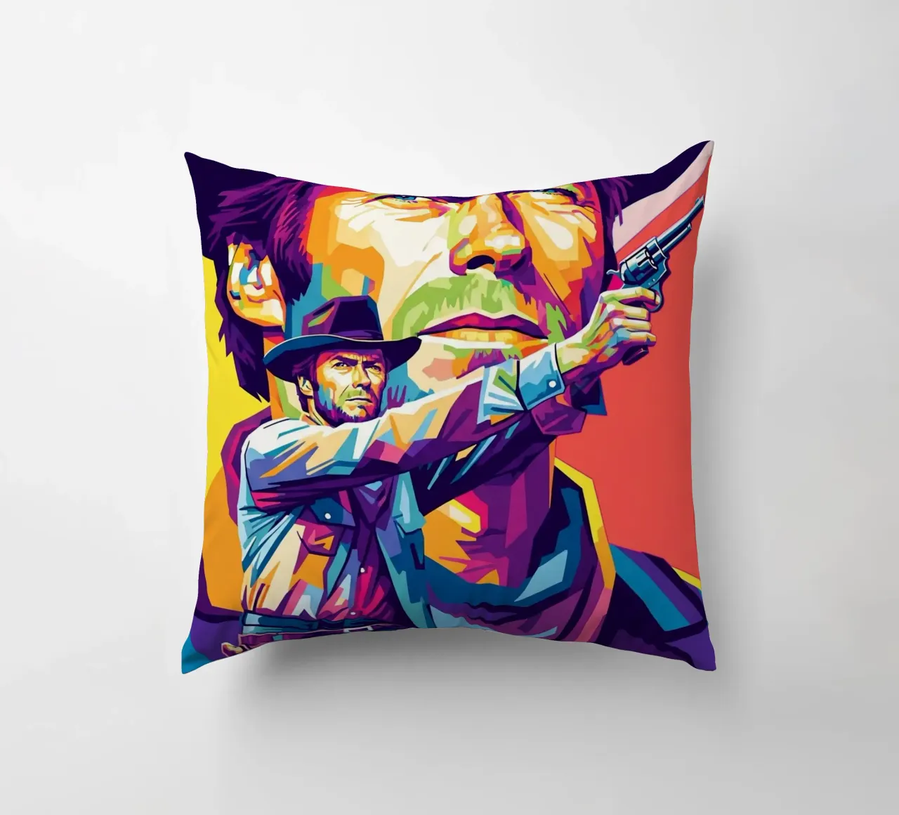 Clint Eastwood in WPAP art style (2) cuscino da Hantamrata