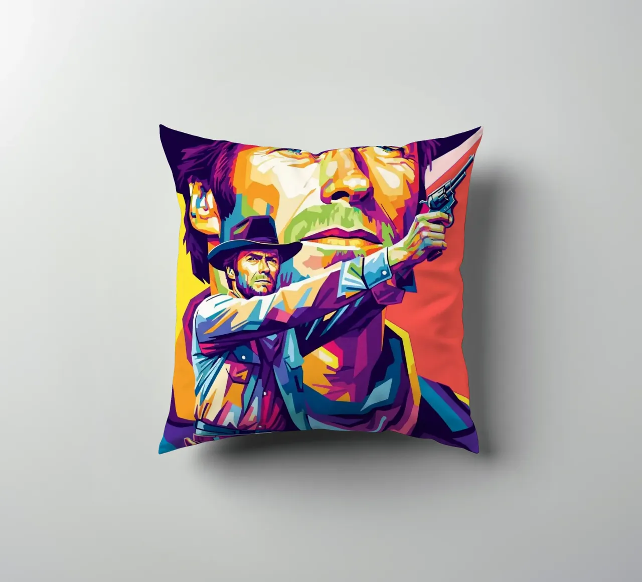 Clint Eastwood in WPAP art style (2) cuscino da Hantamrata