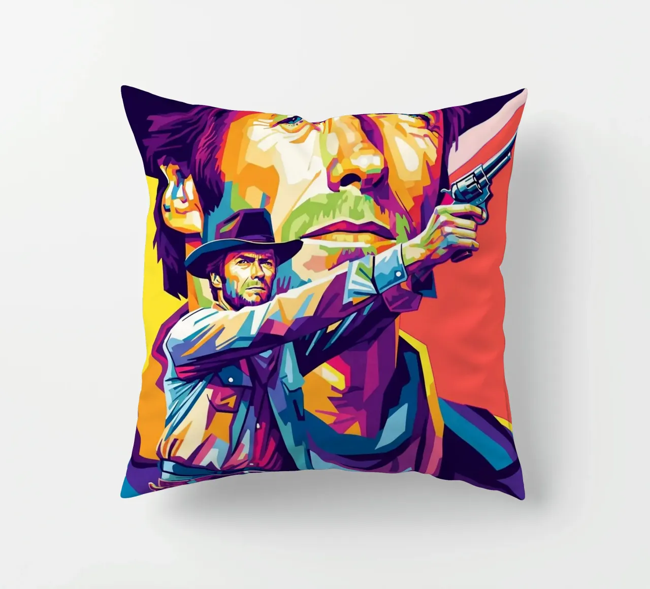 Clint Eastwood in WPAP art style (2) cuscino da Hantamrata