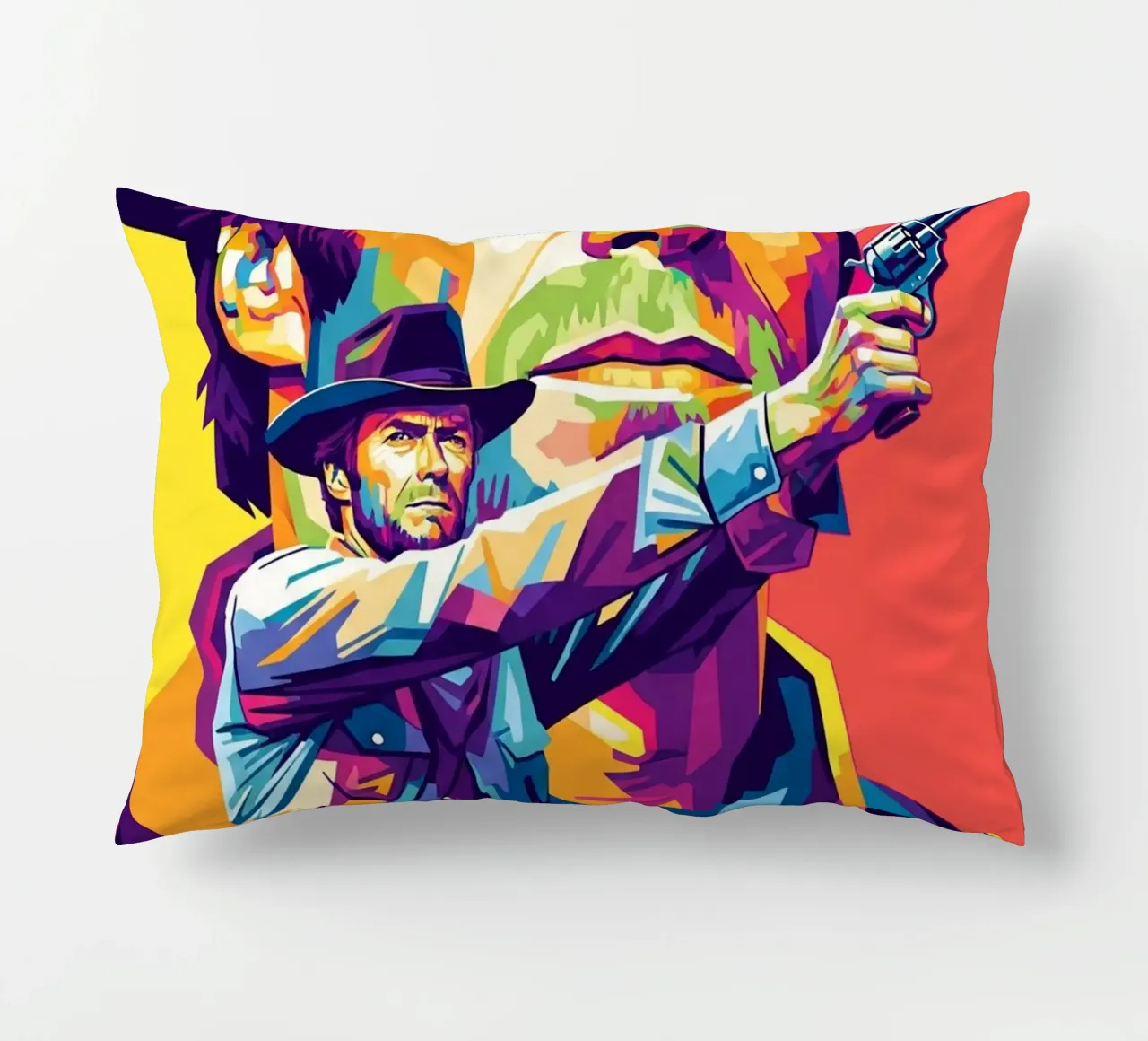 Clint Eastwood in WPAP art style (2) cuscino da Hantamrata