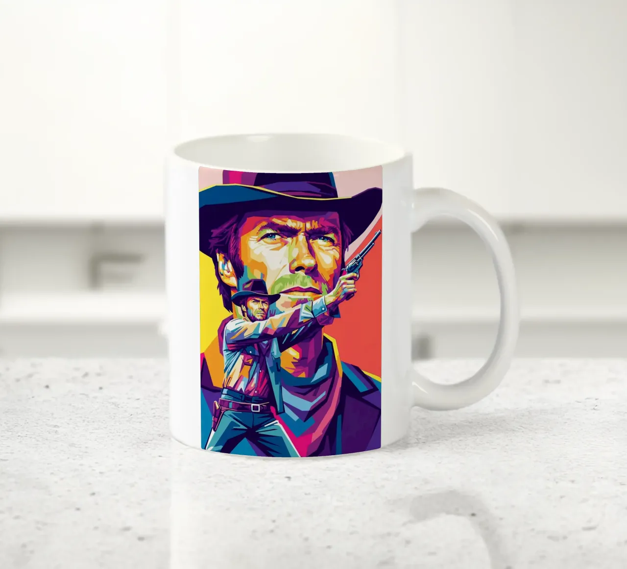 Clint Eastwood in WPAP art style (2) tazza in ceramica da Hantamrata