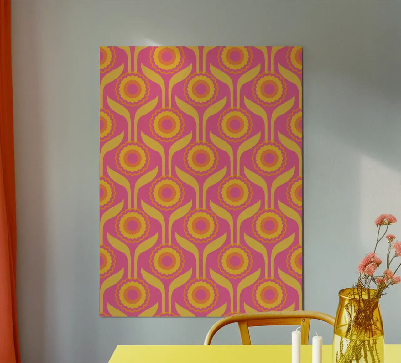 Bloomscape rosa Seventies Flower Power Boho poster con telaio in plastica da Andrea Haase Modern Home