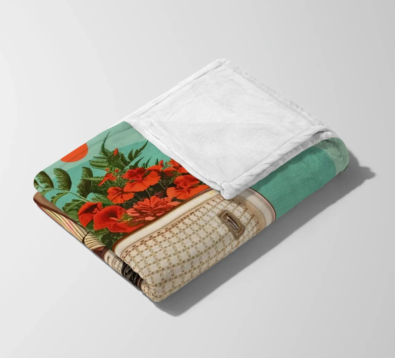 Uomo con testa di radio e fiori coperta in pile da Dapidoka