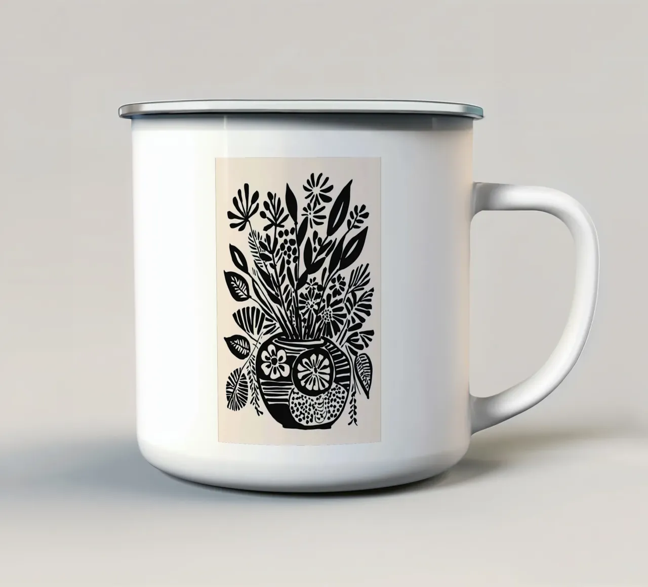 Bouquet di fiori in bianco e nero tazza in smalto da Haleigh