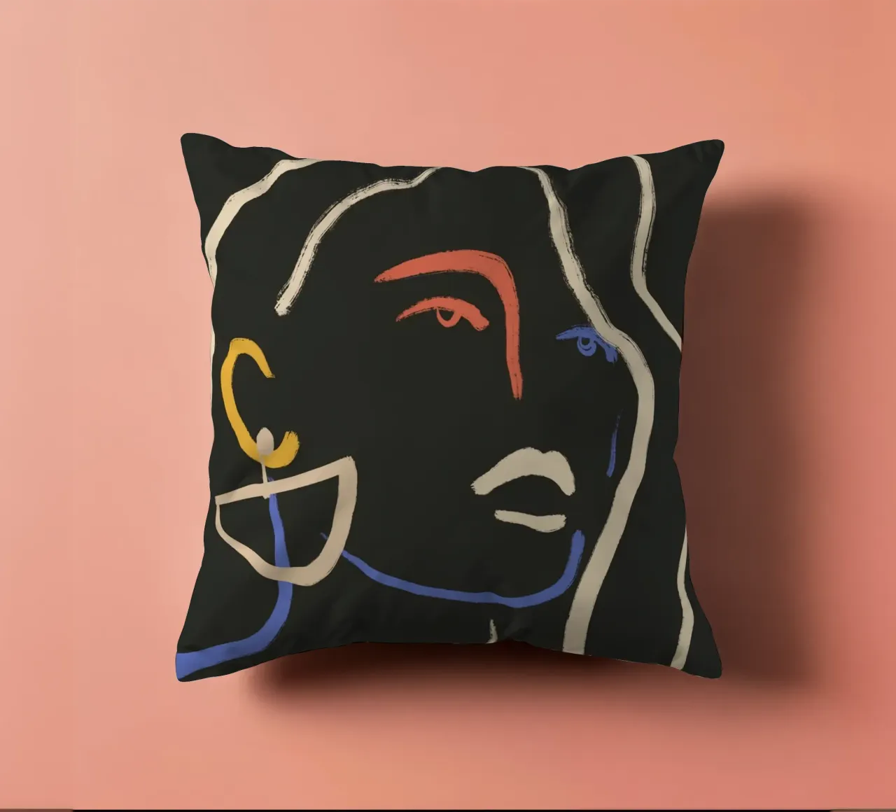 Donna in linee colorate cuscino da LeaDArt