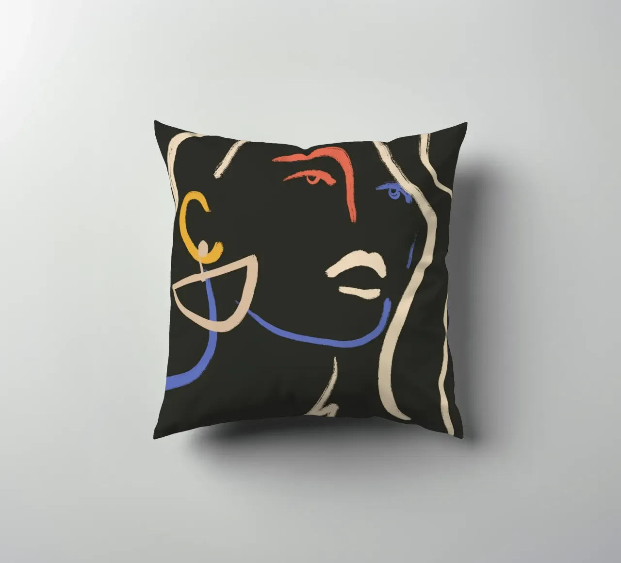 Donna in linee colorate cuscino da LeaDArt