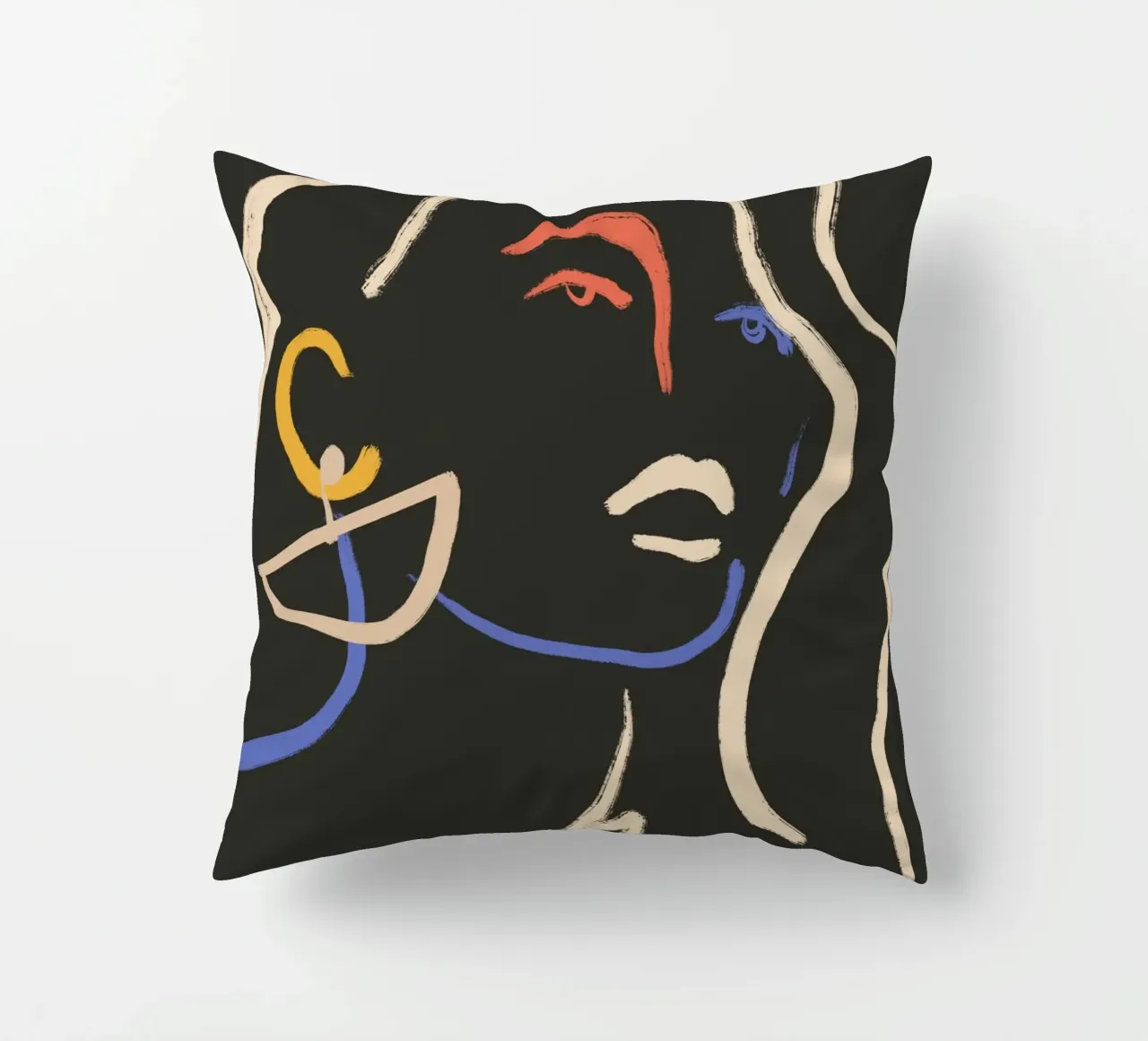 Donna in linee colorate cuscino da LeaDArt