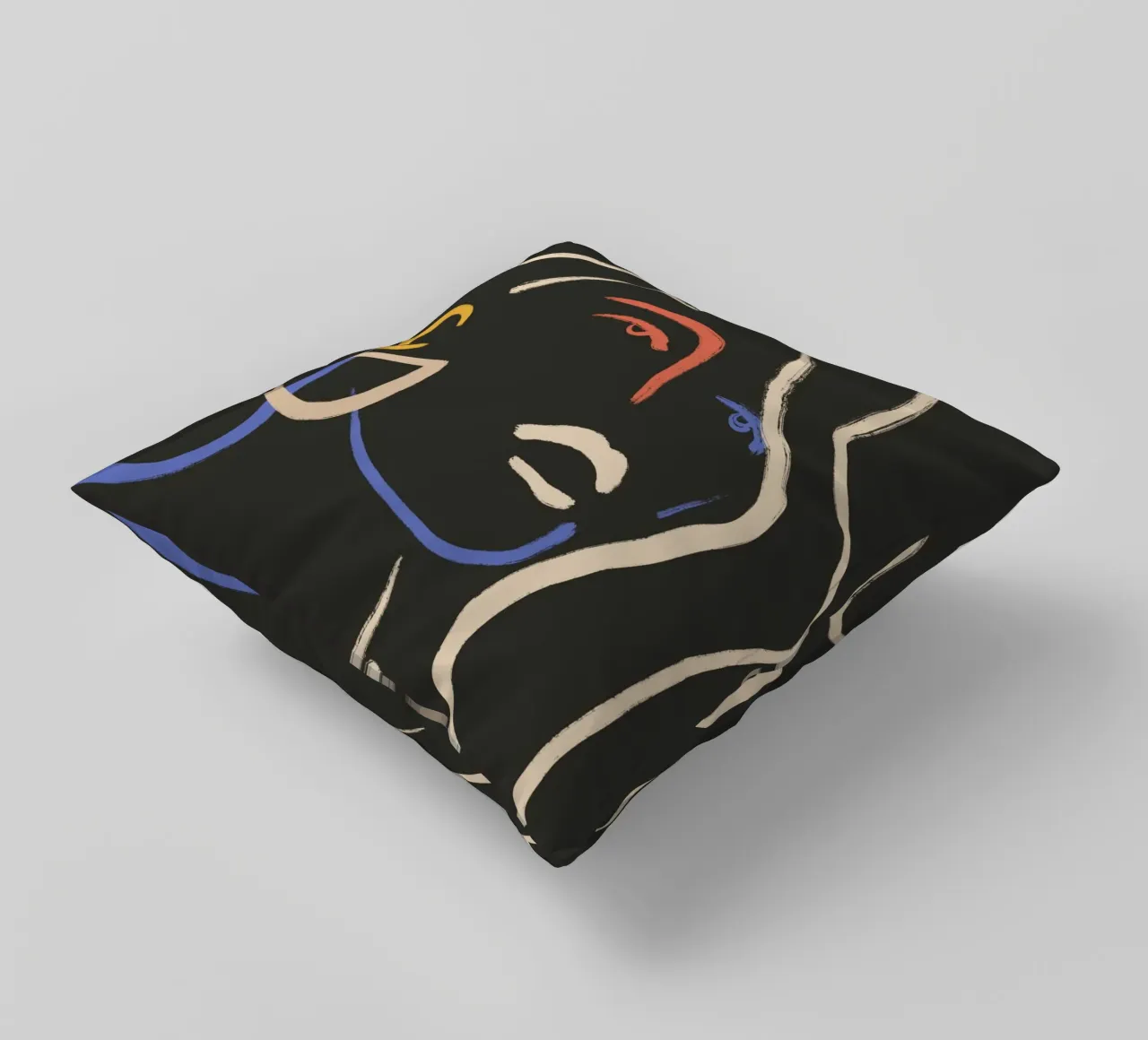 Donna in linee colorate cuscino da LeaDArt