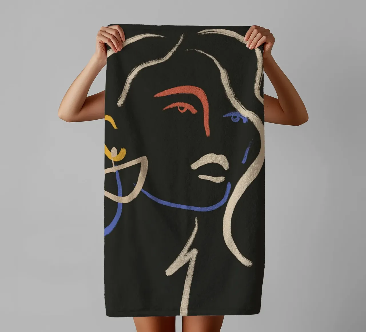 Donna in linee colorate asciugamano da bagno da LeaDArt