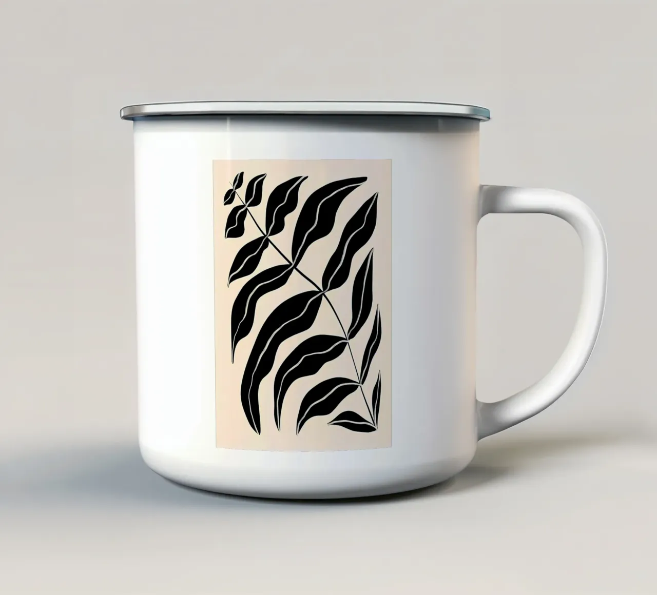 Nero e beige tazza in smalto da Haleigh