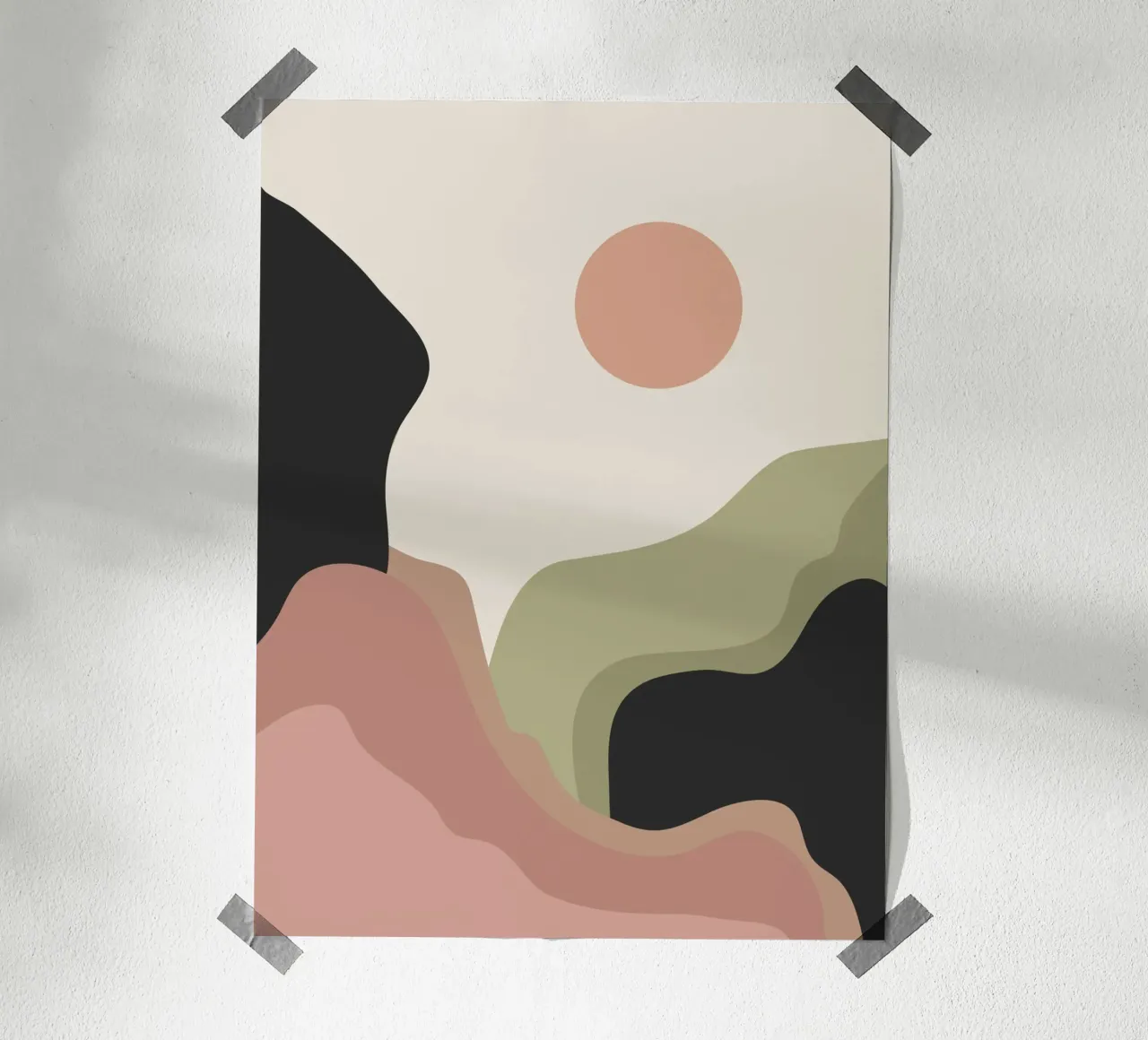 Dove si incontrano le morbide colline poster con telaio in legno da LeaDArt