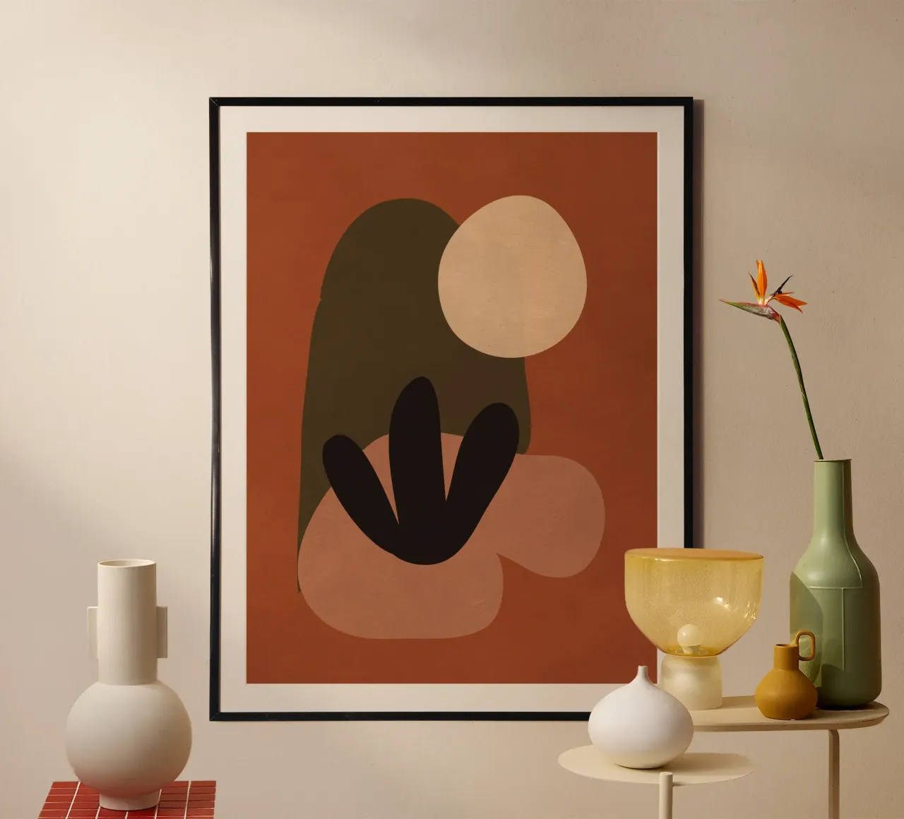 Terracotta Flow poster con telaio in legno da LeaDArt