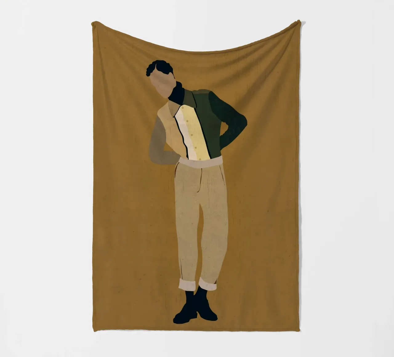 Man in Beige Fleecedecke von LeaDArt