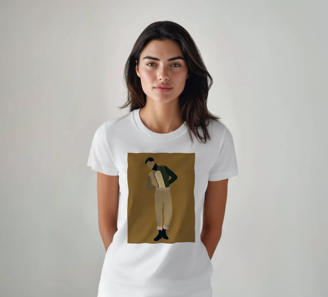 Uomo in beige t-shirt da LeaDArt