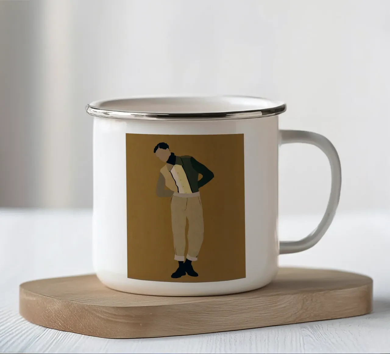 Uomo in beige tazza in smalto da LeaDArt