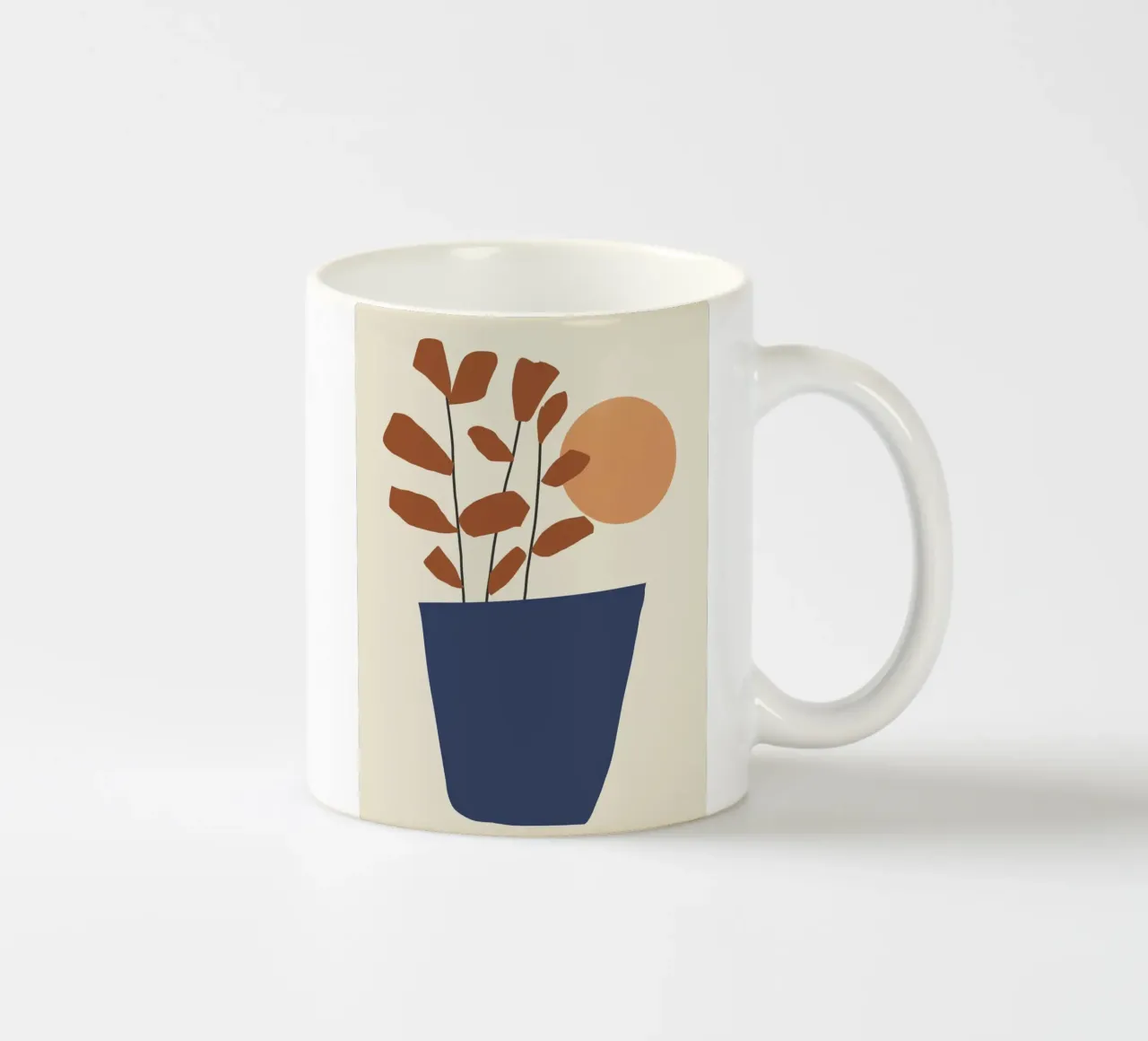 Sole e foglie tazza in ceramica da LeaDArt