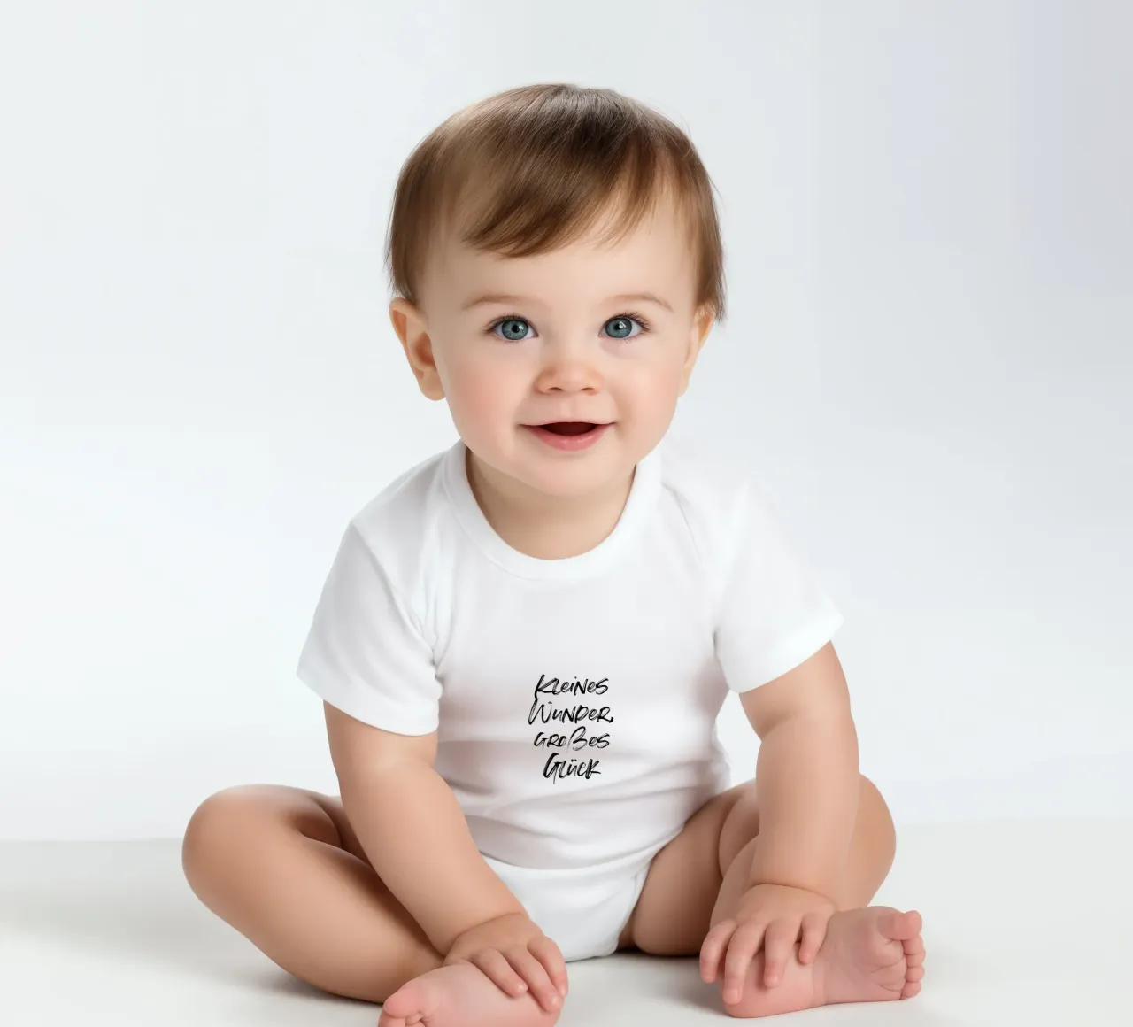 Kleines Wunder, großes Glück. | minimalistic design short-sleeve baby romper by just typo