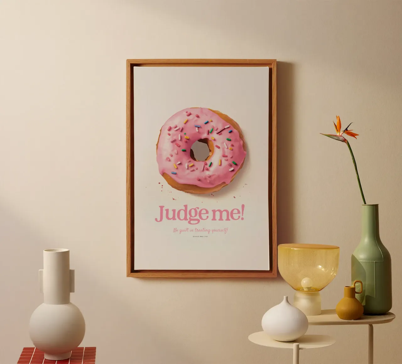 Donut Judge Me canvas with Floater frame by Jonas Loose