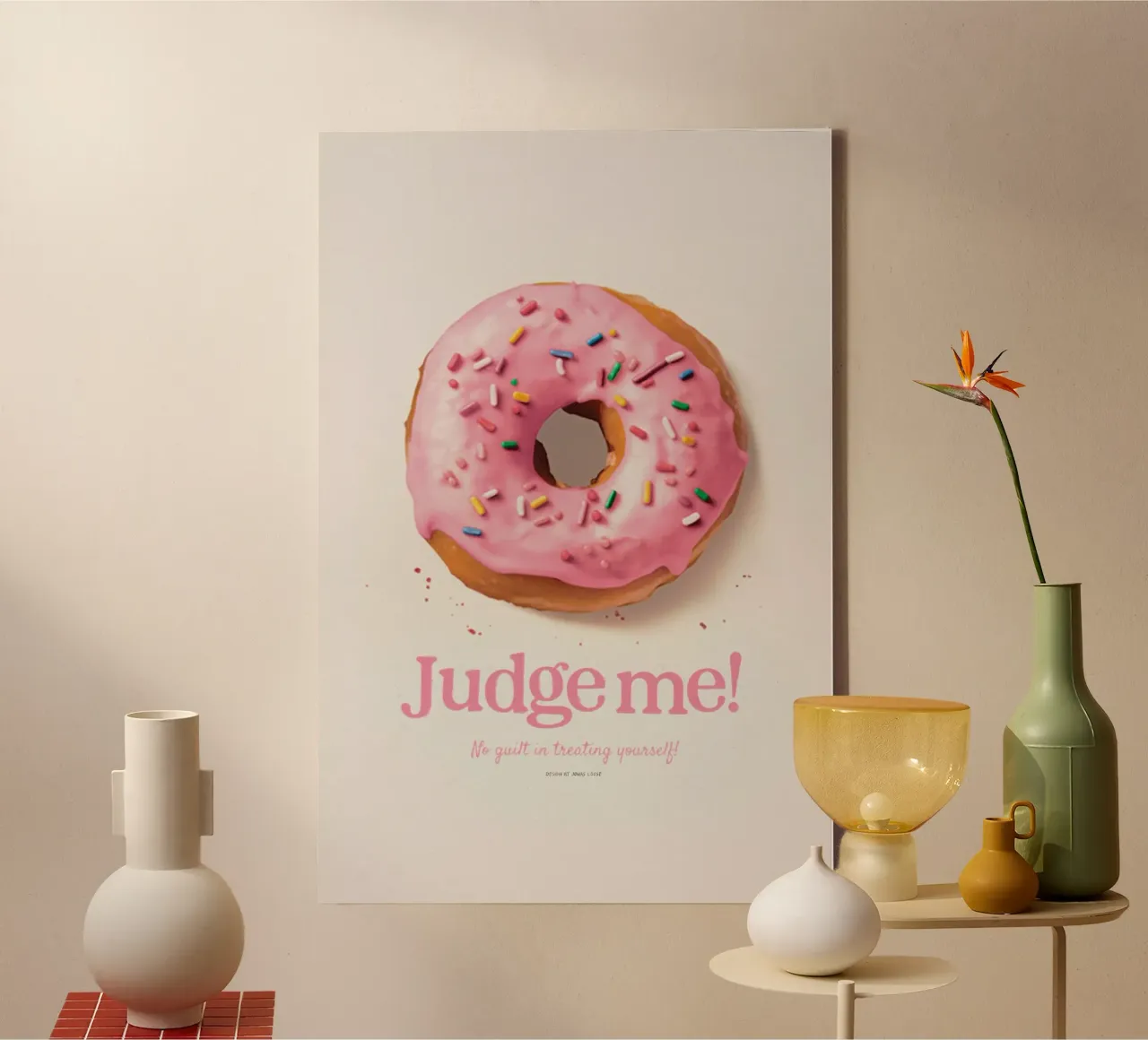 Donut Judge Me canvas with Floater frame by Jonas Loose