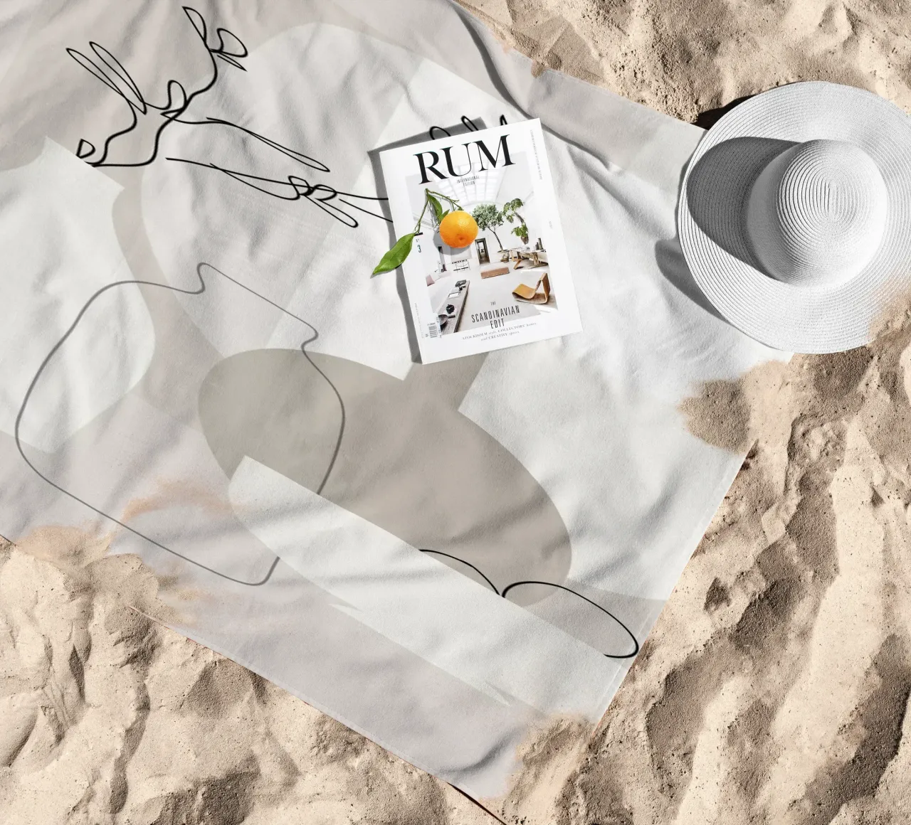 Natura morta con linee e forme telo mare da LeaDArt