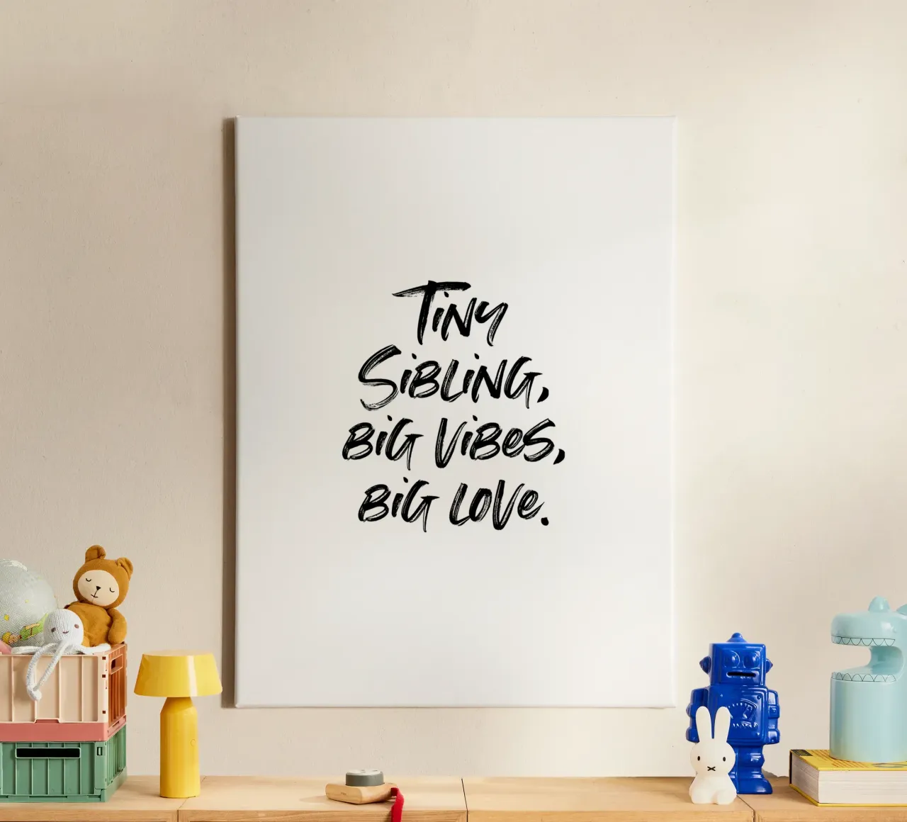Kleine Geschwister, große Gefühle. | minimalistic design canvas met Baklijst van just typo